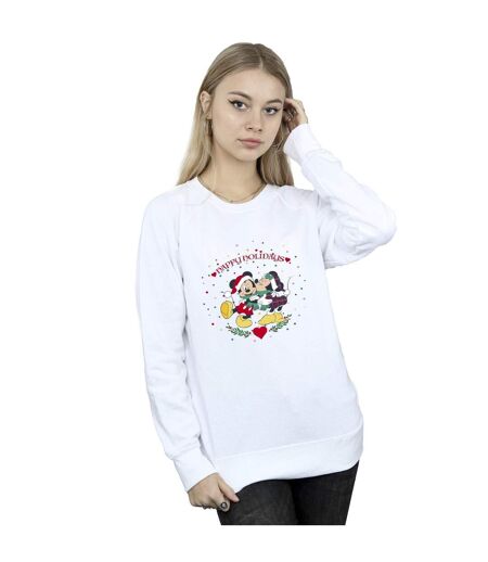 Disney Sweat-shirt de Noël Mickey Mouse Mickey Minnie Womens/Ladies (Blanc) - UTBI28888