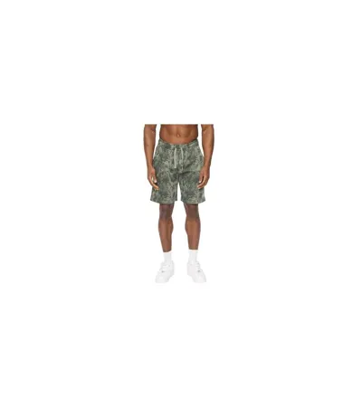Mens Bardon Camo Sweat Shorts Olive Camo Crosshatch