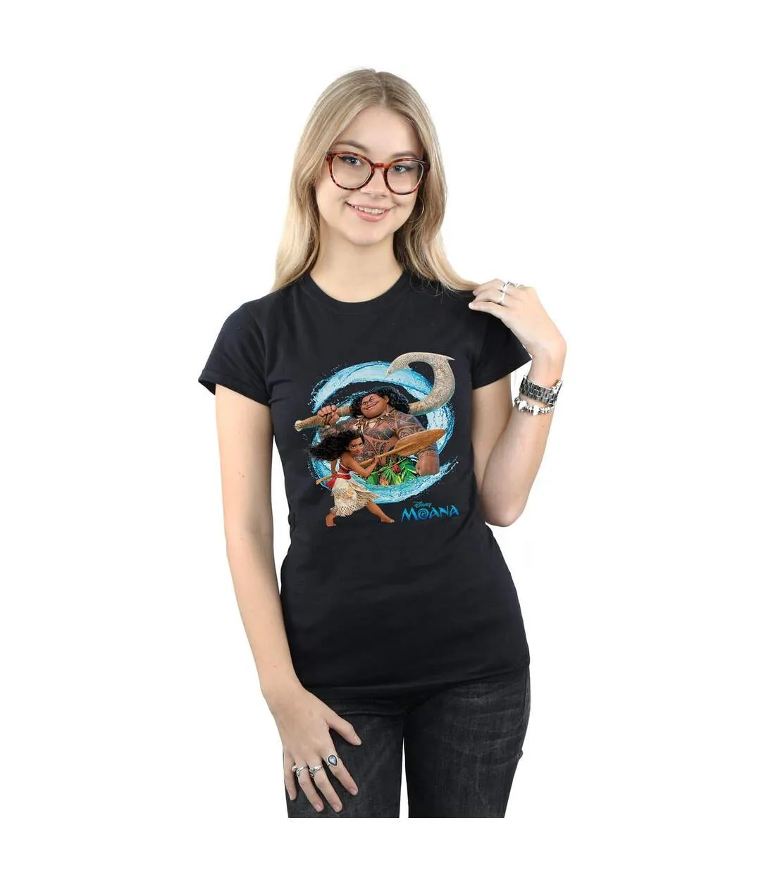 Disney T-shirt en coton Moana et Maui Wave - Femmes/Dames (Noir) - UTBI34020-2