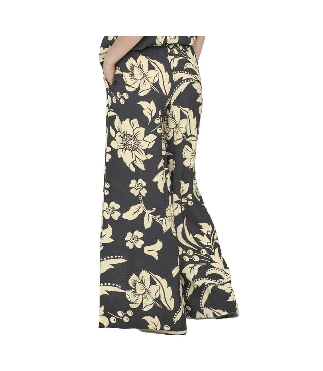 Pantalon fluide imprimé noir/beige  femme jdy life palazzo-2