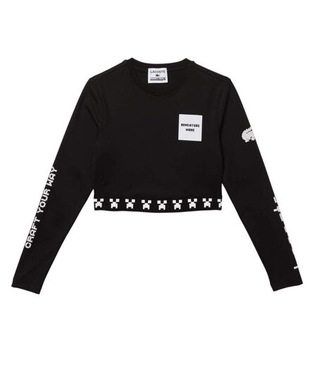 Womens/ladies Minecraft Crop T-shirt Black Lacoste