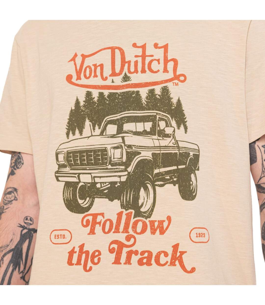 T-shirt homme regular en slub heavy wash print devant Track Vondutch-2