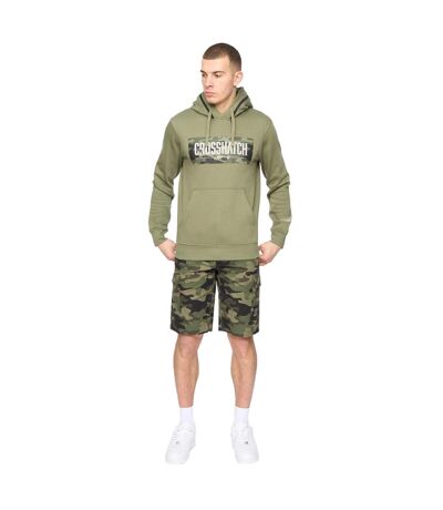 Mens Camtort Hoodie Olive Crosshatch