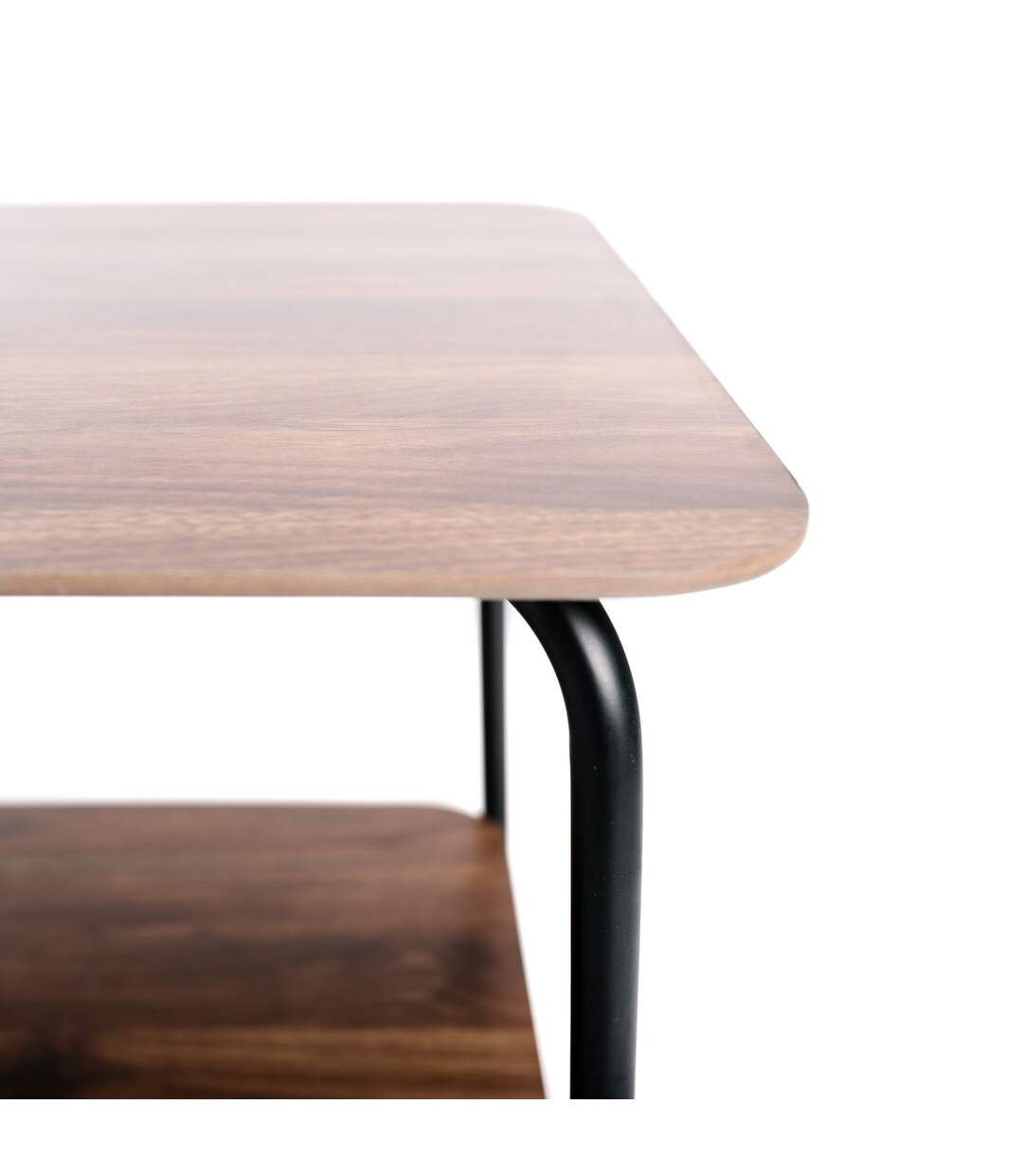 Table d'appoint en Métal et MDF avec 1 étagère - Marron et Noir-2