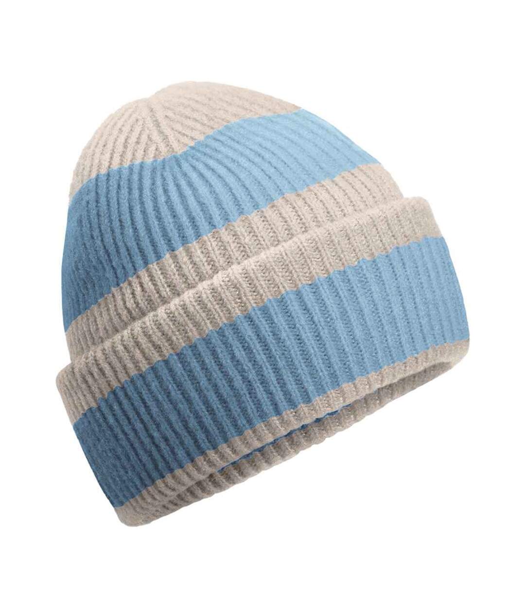 Bonnet Motif/style Blocs De Couleurs Blanc Cassé Vieux Bleu Beechfield-1