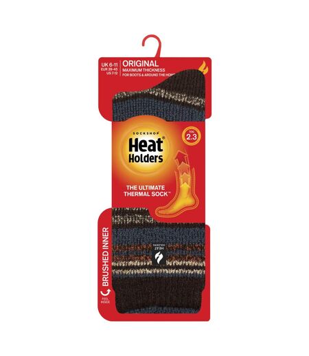 Chaussettes thermiques brossées à motifs pour hommes avec rayures