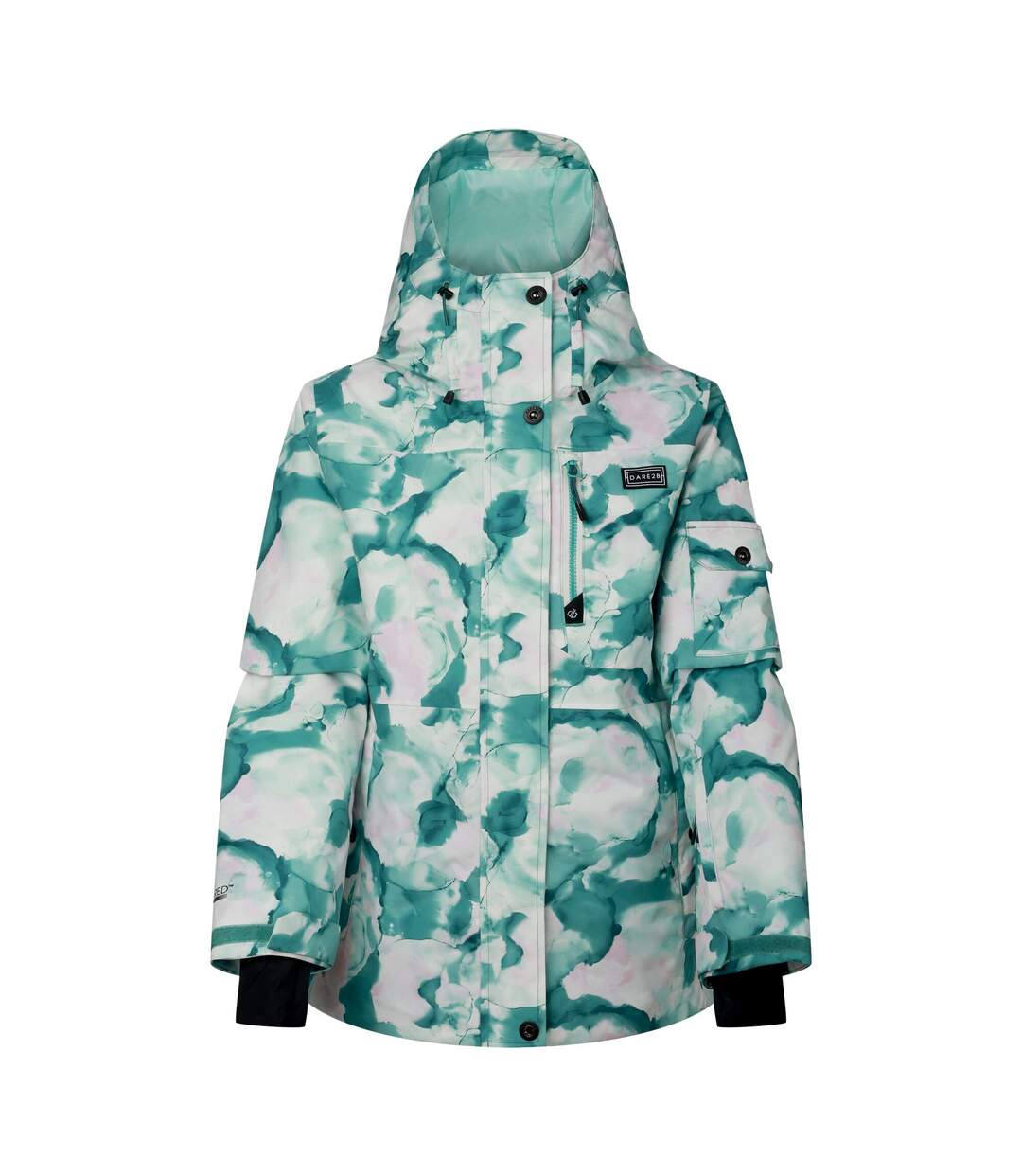 Womens/ladies Snowline Marble Effect Ski Jacket Teal Dare 2B-2