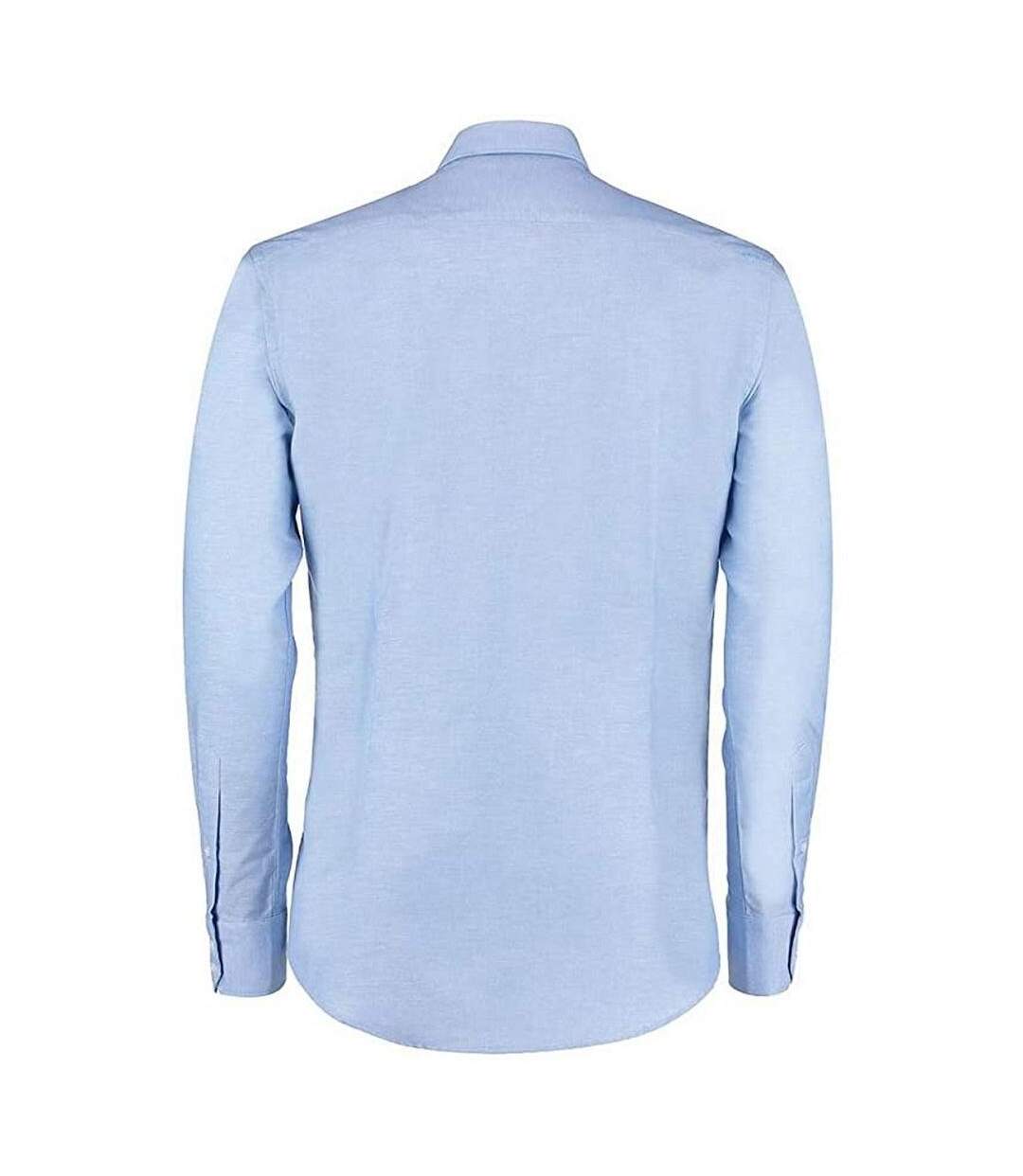 Chemise À Manches Longues Oxford Slim Pour Hommes Bleu Clair Kustom Kit-3