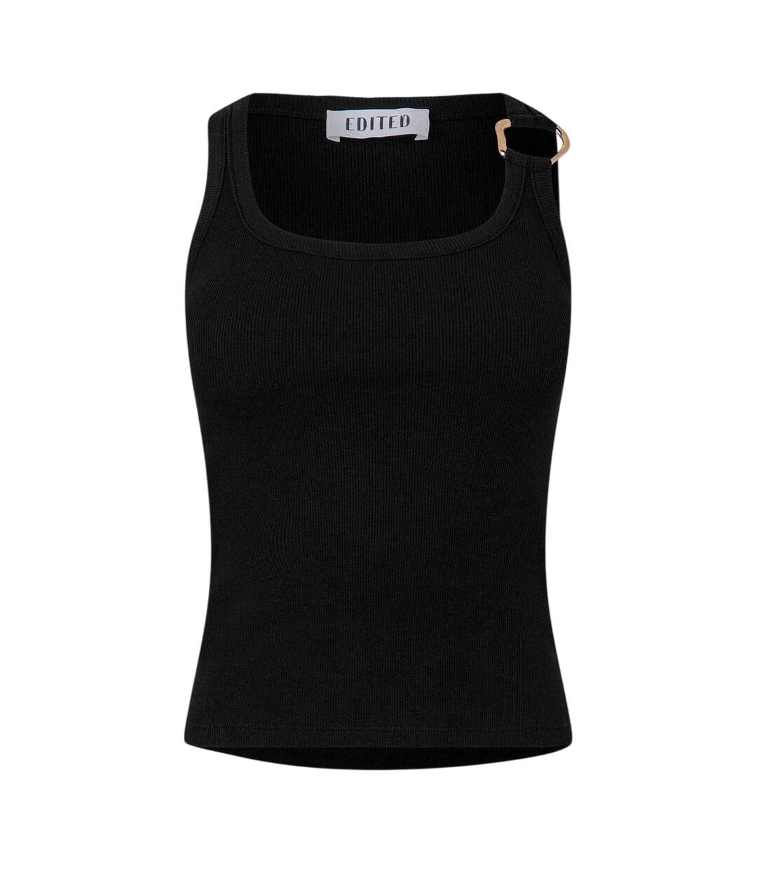 Womens/ladies Charlotte Sleeveless Vest Top Black Edited-2