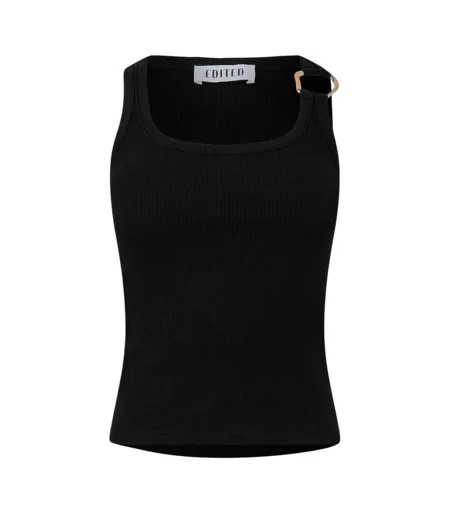 Womens/ladies Charlotte Sleeveless Vest Top Black Edited