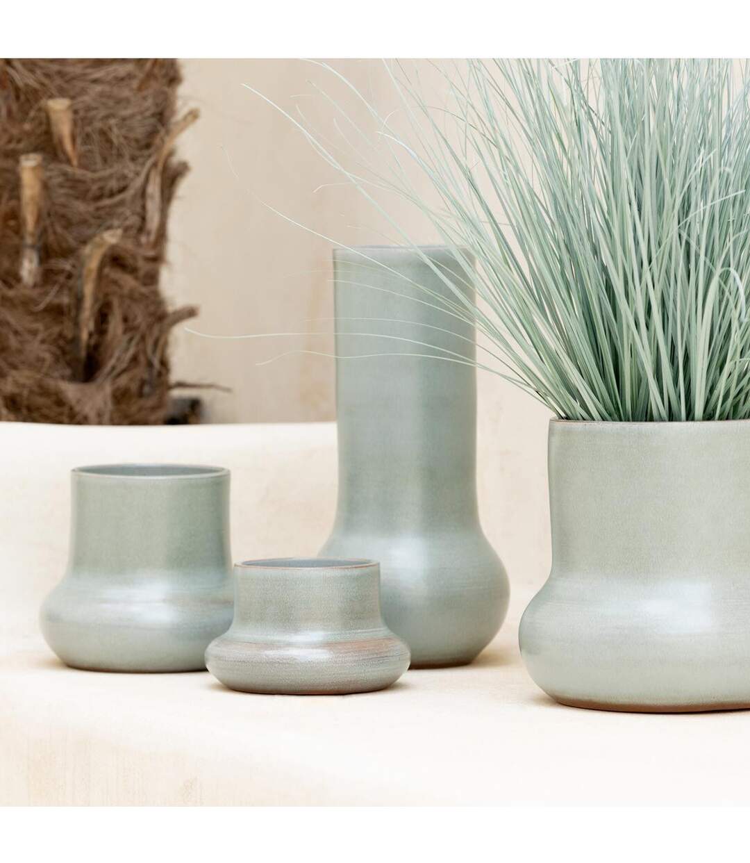 Vase en Céramique Organique 40cm Vert-3