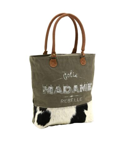 Sac en coton et peau de vache Madame rebelle