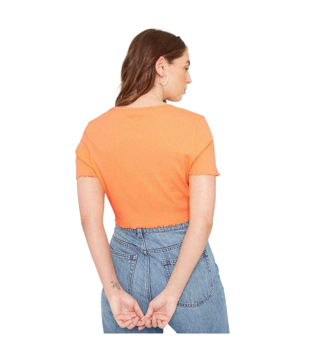 T-shirt Court Motif/style Uni Femme Orange Be You-3
