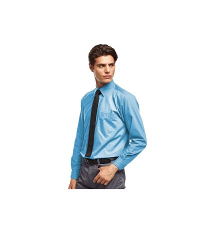 Mens  Poplin Long-sleeved Formal Shirt Turquoise Premier