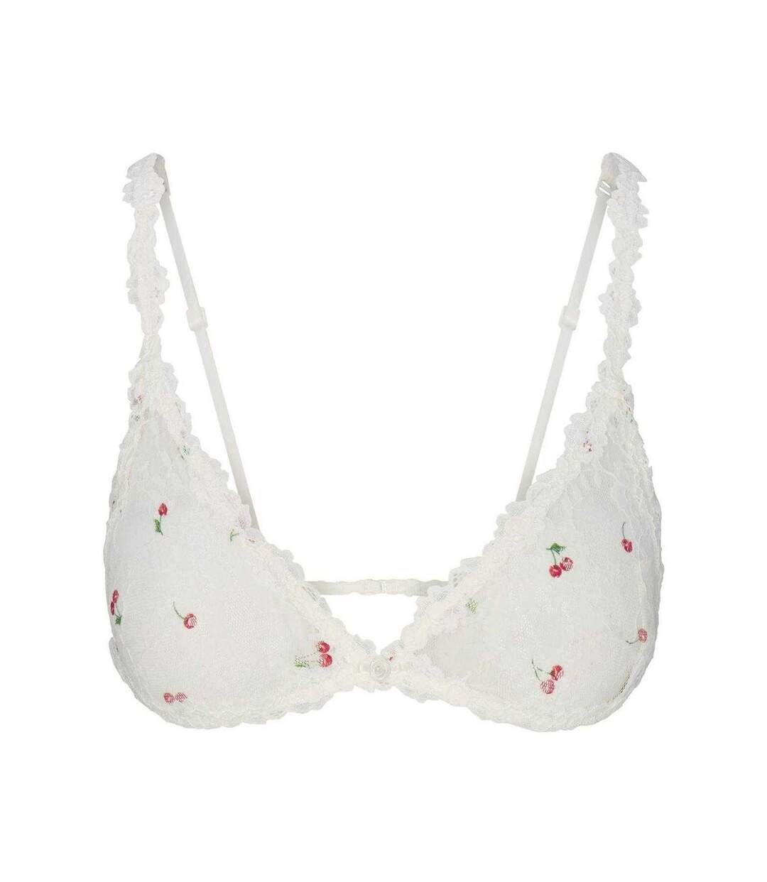 Womens/ladies Lace Stretch Triangle Cups Bralette Ivory Cherry Skims-2