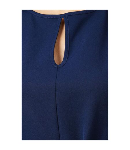 Womens/ladies Piping Detail Puff Sleeve Midi Dress Navy Principles