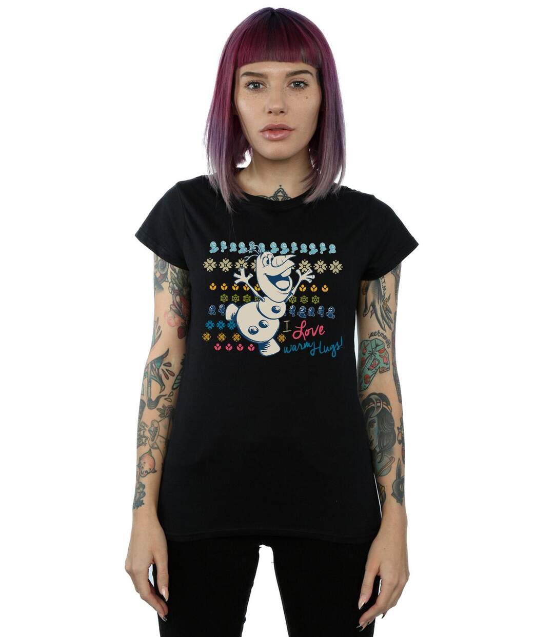 Disney Femme/Les femmes Frozen I Love Warm Hugs - T-shirt en coton (Noir) - UTBI21991-2