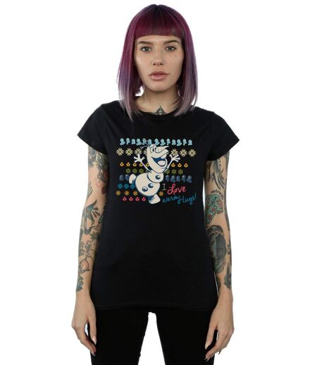 Disney Femme/Les femmes Frozen I Love Warm Hugs - T-shirt en coton (Noir) - UTBI21991
