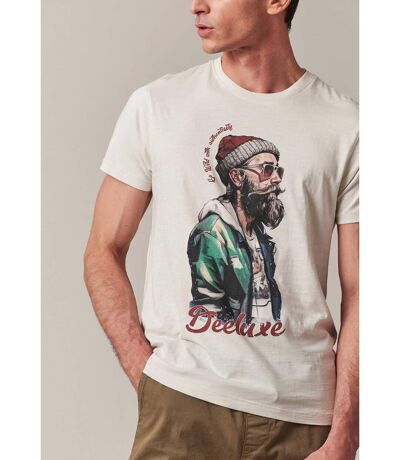 tshirt col rond avec imprimé hipster et lettrage sur le devant HIPSTER