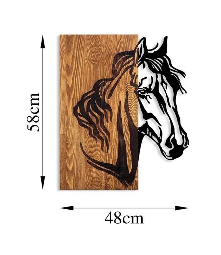 Décoration murale en bois et métal Walnut Cheval