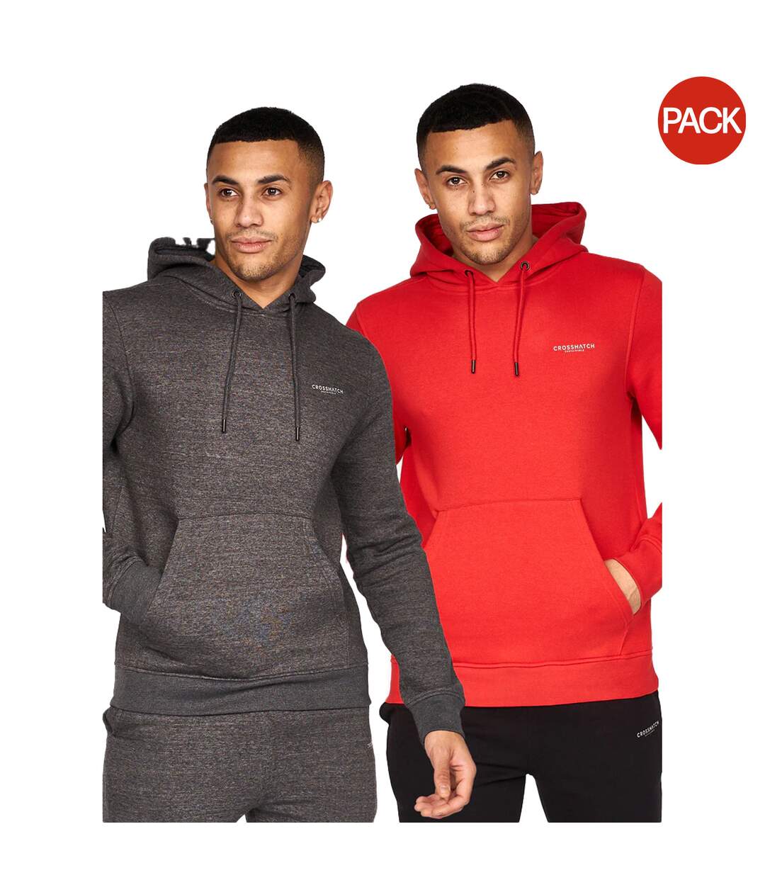 Sweats à capuche traymax homme rouge / charbon Crosshatch-1