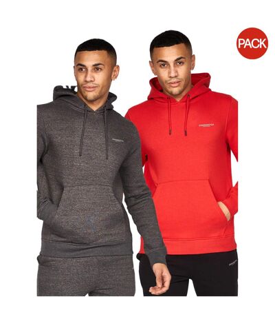 Sweats à capuche traymax homme rouge / charbon Crosshatch