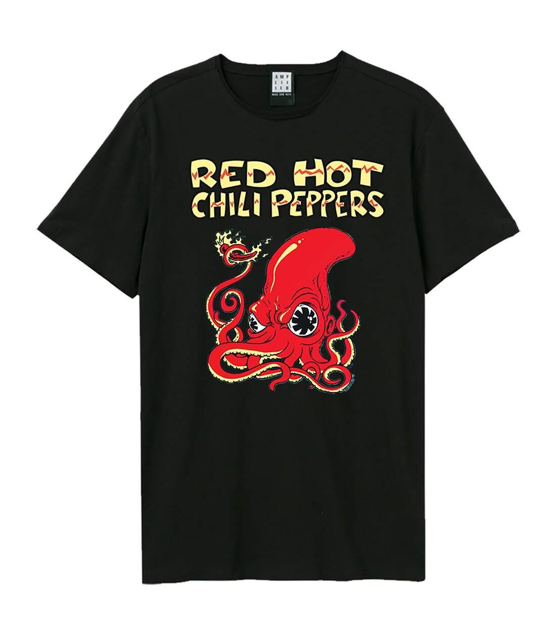T-shirt Style Red Hot Chili Peppers Fire Squid Adulte Noir Amplified-1