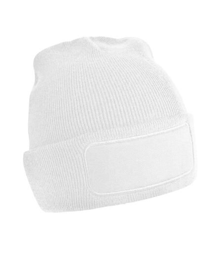 Unisex Adult Patch Beanie White Beechfield