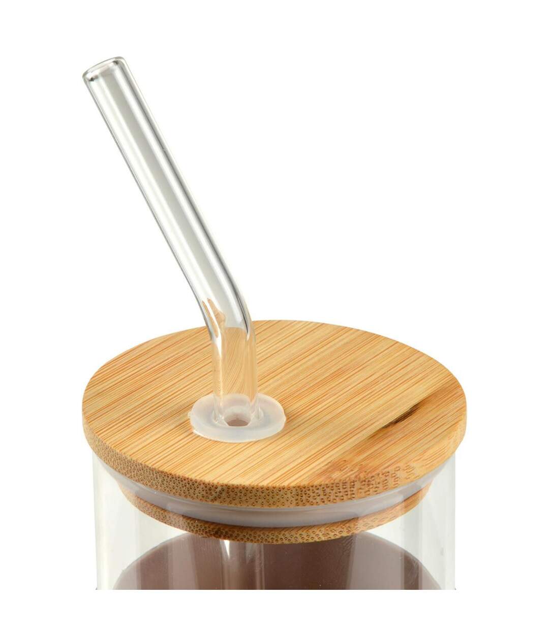 Gourde & Paille en Verre Silicone 0,5L Taupe-3