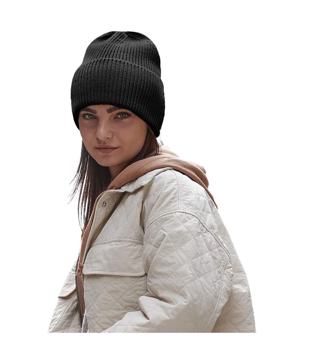 Cuffed recycled oversized beanie black Beechfield-3