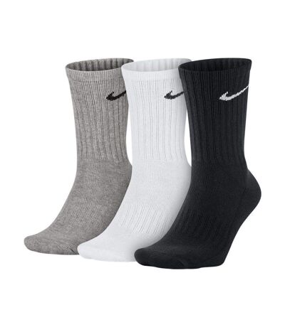 Nike Lot de 3 chaussettes Crew unisexes pour adultes (Blanc/Noir/Gris) - UTBS3083