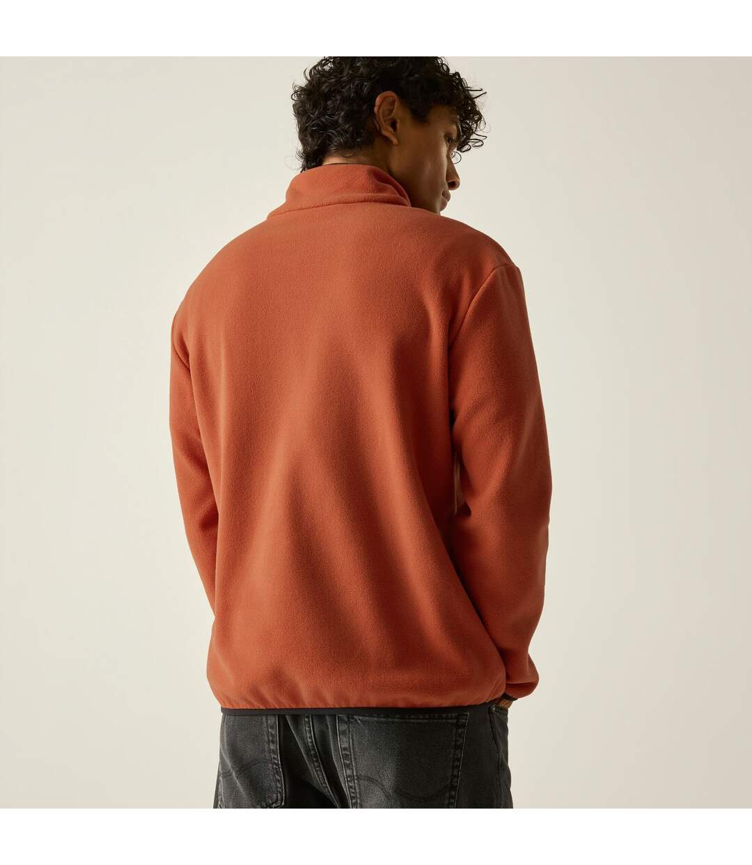 Haut Polaire À Col Montant Zippé Motif/style Panneau Contrasté Frankie Homme Orange Foncé Noir Regatta-4