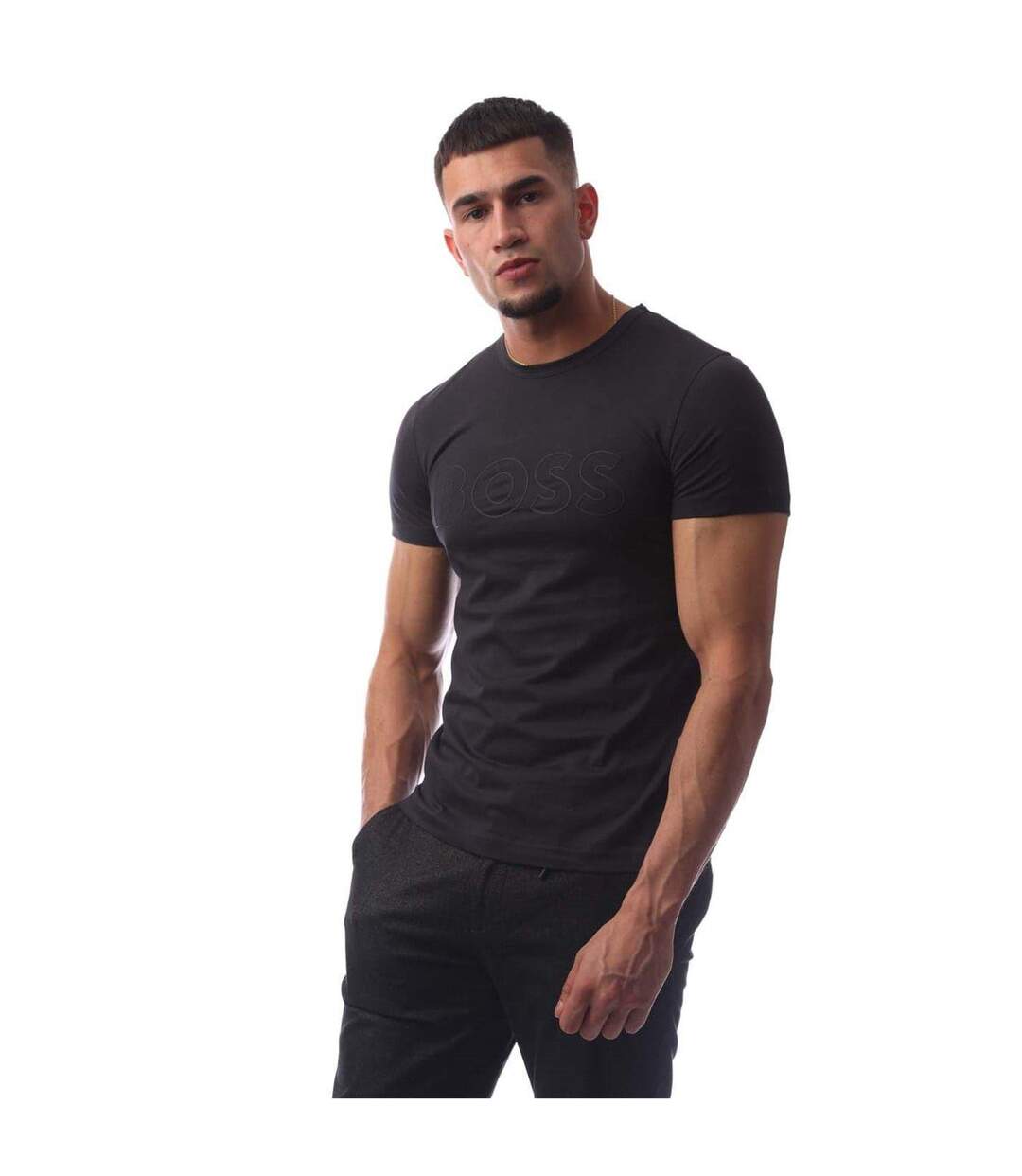 Mens Teebo T-shirt Dark Blue Boss-1
