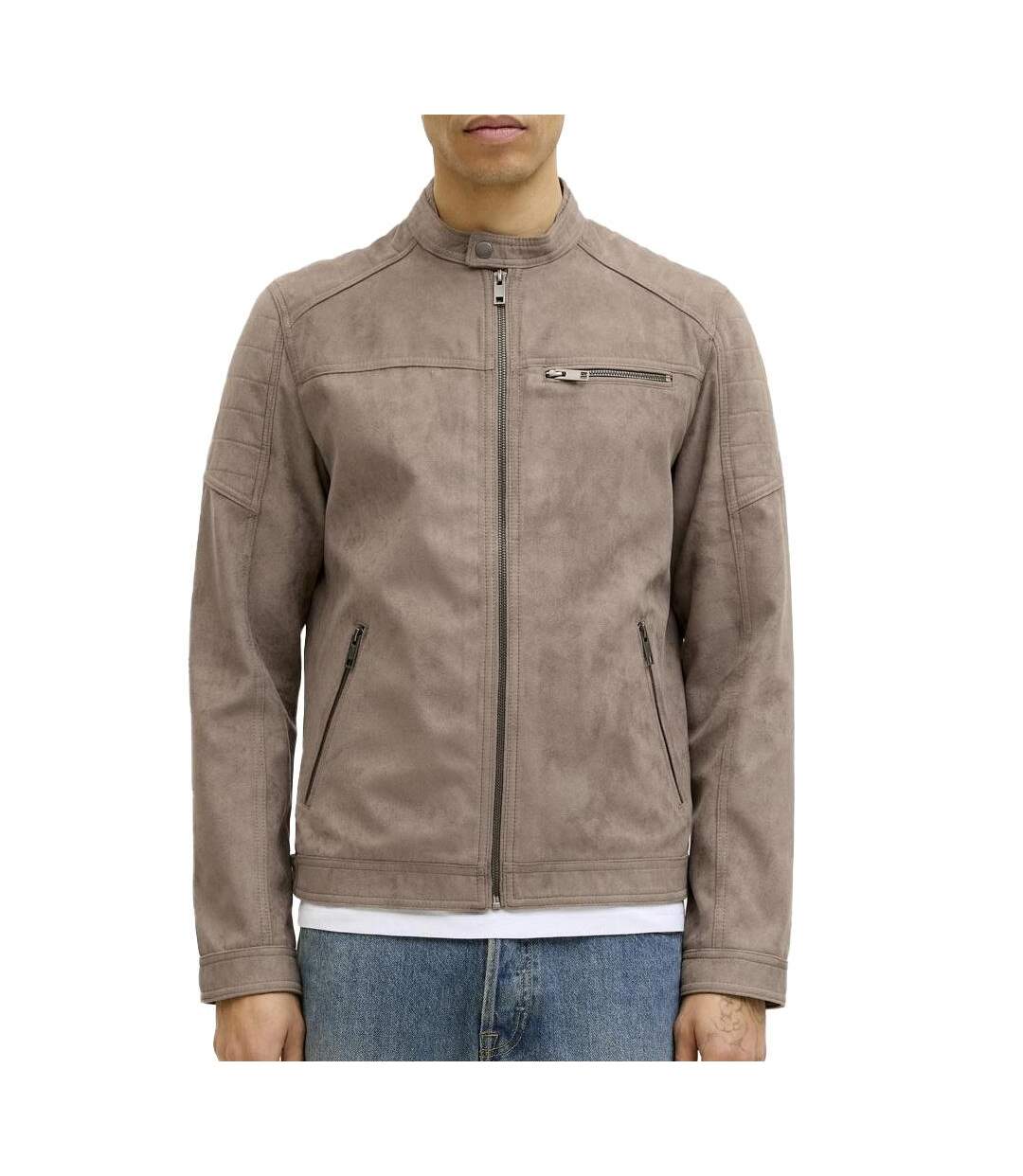 Veste suédine beige homme jack & jones tano1-1