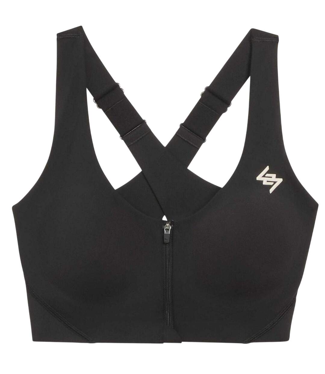 Womens/ladies 247 Puma Zipped Sports Bra Puma Black Represent-2