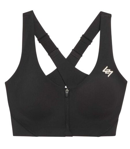 Womens/ladies 247 Puma Zipped Sports Bra Puma Black Represent