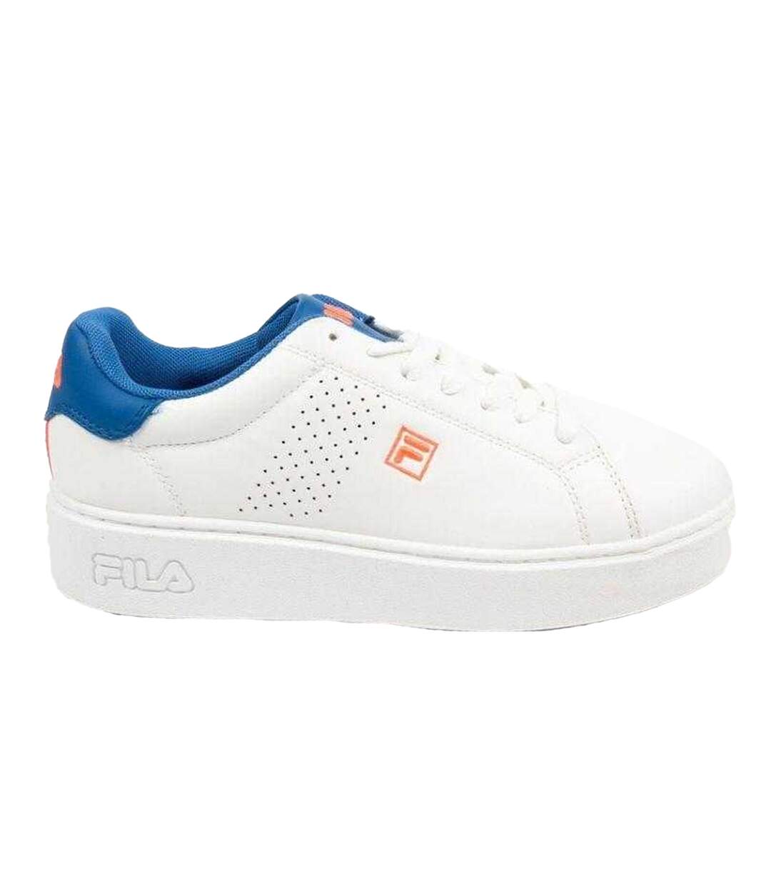 Childrens/kids Crosscourt Trainers White Blue Fila-4