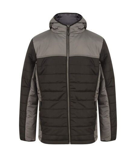Finden and Hales Unisex Adults Hooded Contrast Padded Jacket (Black/Gunmetal Grey) - UTRW7667
