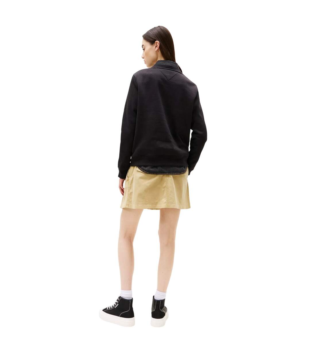 Womens/ladies Embroidered Logo Brushed Fleece Sweatshirt Black Tommy Jeans-3
