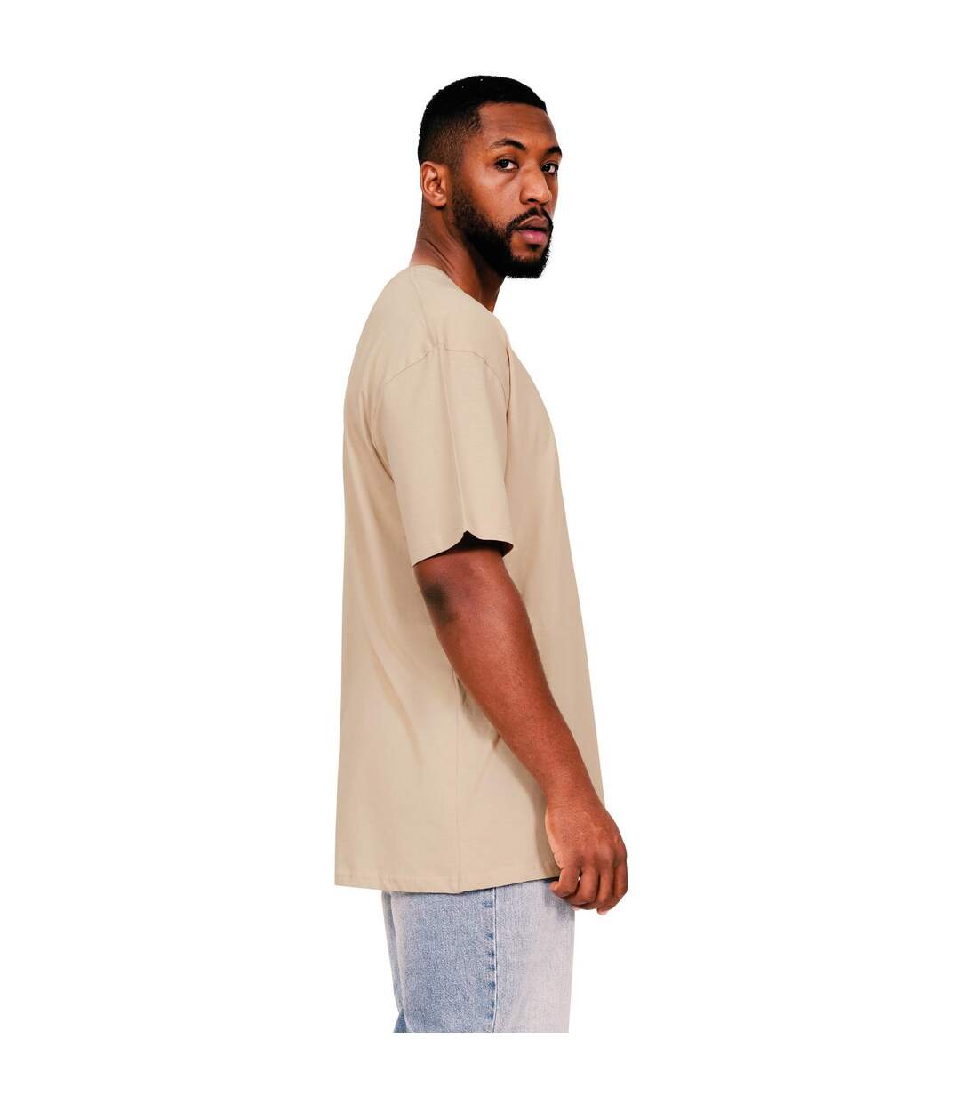 Mens Core Ringspun Cotton Tall Oversized T-shirt Sand Casual Classics-3
