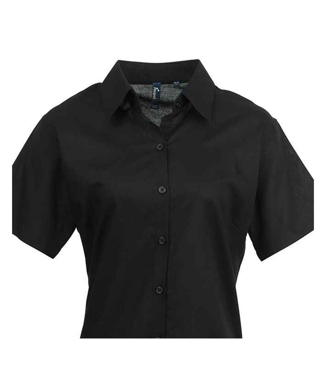 Womens/ladies Signature Oxford Short-sleeved Shirt Black Premier-2