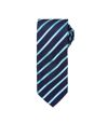 Premier Mens Sports Stripe Pattern Formal Work Tie (Navy/ Turquoise) (One Size)