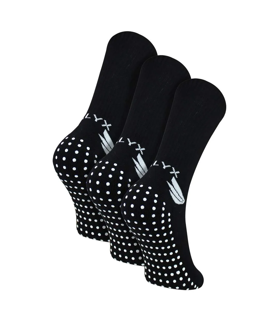 3 Pack Mens Bamboo Crew Grip Socks | Reinforced Heel & Toe Soft Non Slip Socks-1
