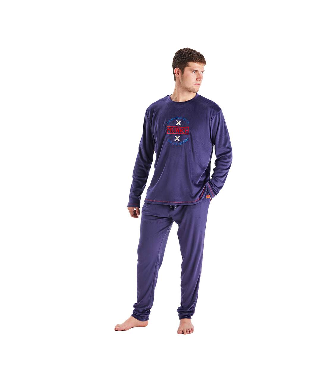 Long sleeve velvet pajamas MUEP0250 men-1