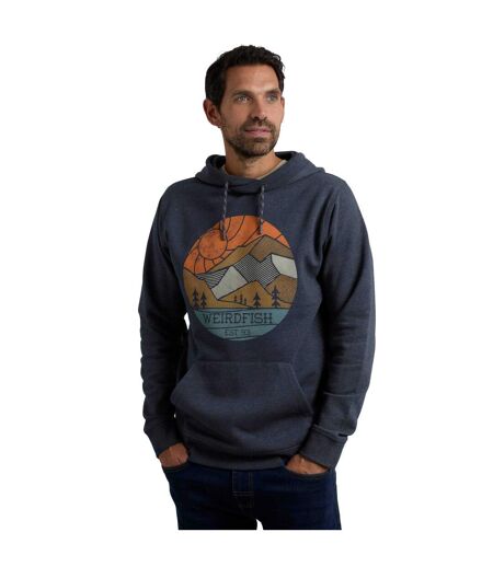 Mens bryant graphic print pull over hoodie dark navy Weird Fish
