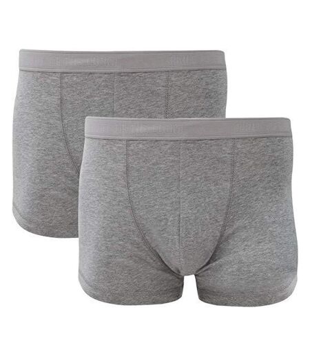 Fruit Of The Loom Mens Classic Shorty Cotton Rich Boxer Shorts (Pack Of 2) (Light Grey Marl) - UTBC3357