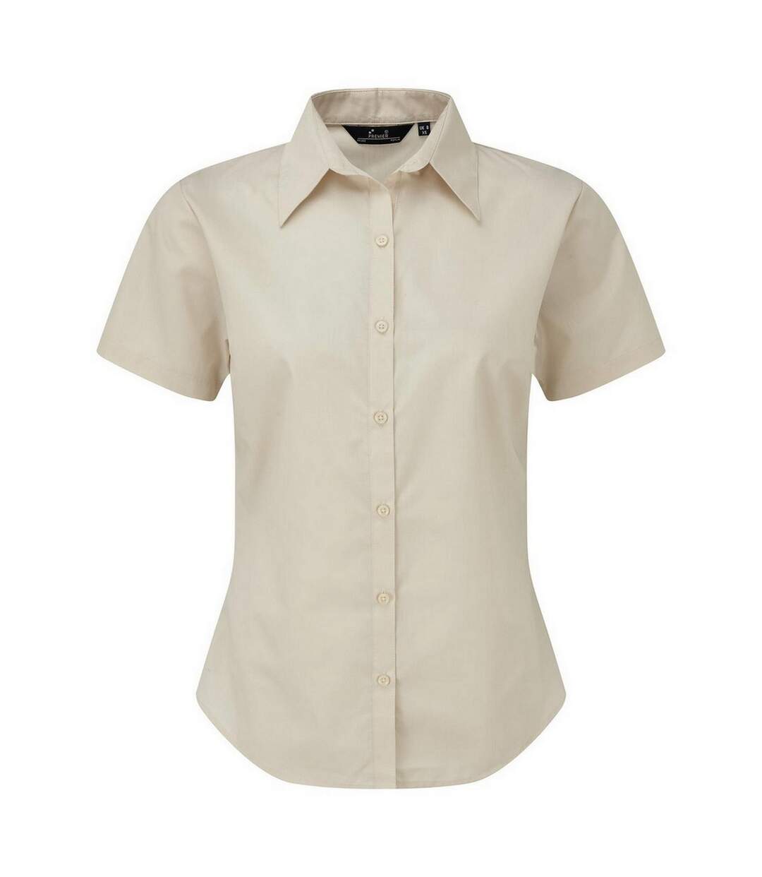 Short Sleeve Poplin Blouse / Plain Work Shirt Natural Premier-1