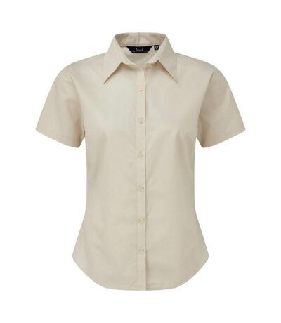 Short Sleeve Poplin Blouse / Plain Work Shirt Natural Premier