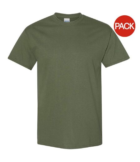Pack Of 5  Mens Heavy Cotton Short Sleeve T-shirt  Military Green Gildan