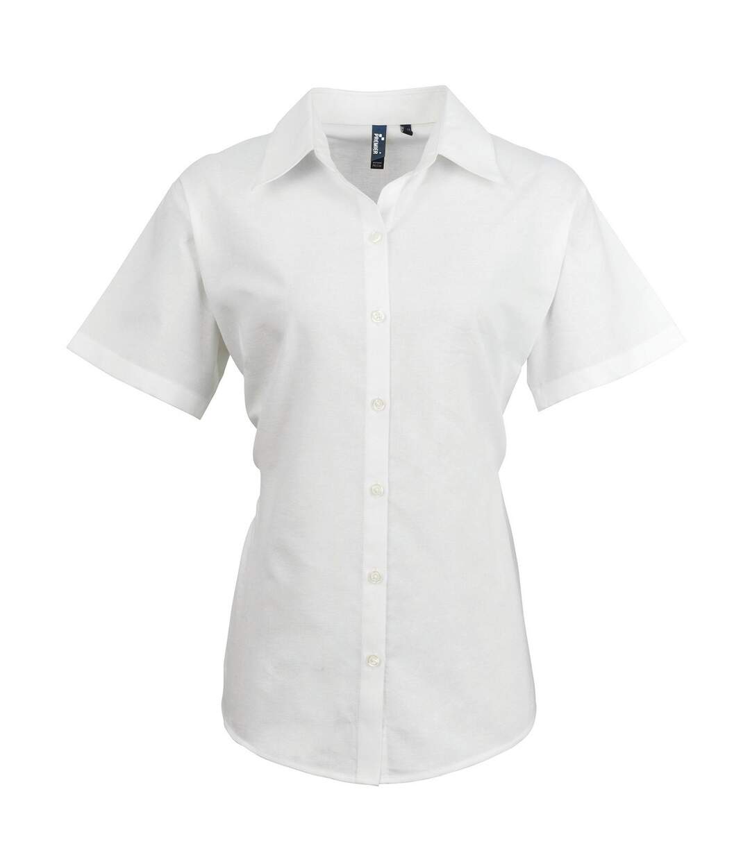 Womens/ladies Signature Pearlised Oxford Short-sleeved Shirt White Premier-1